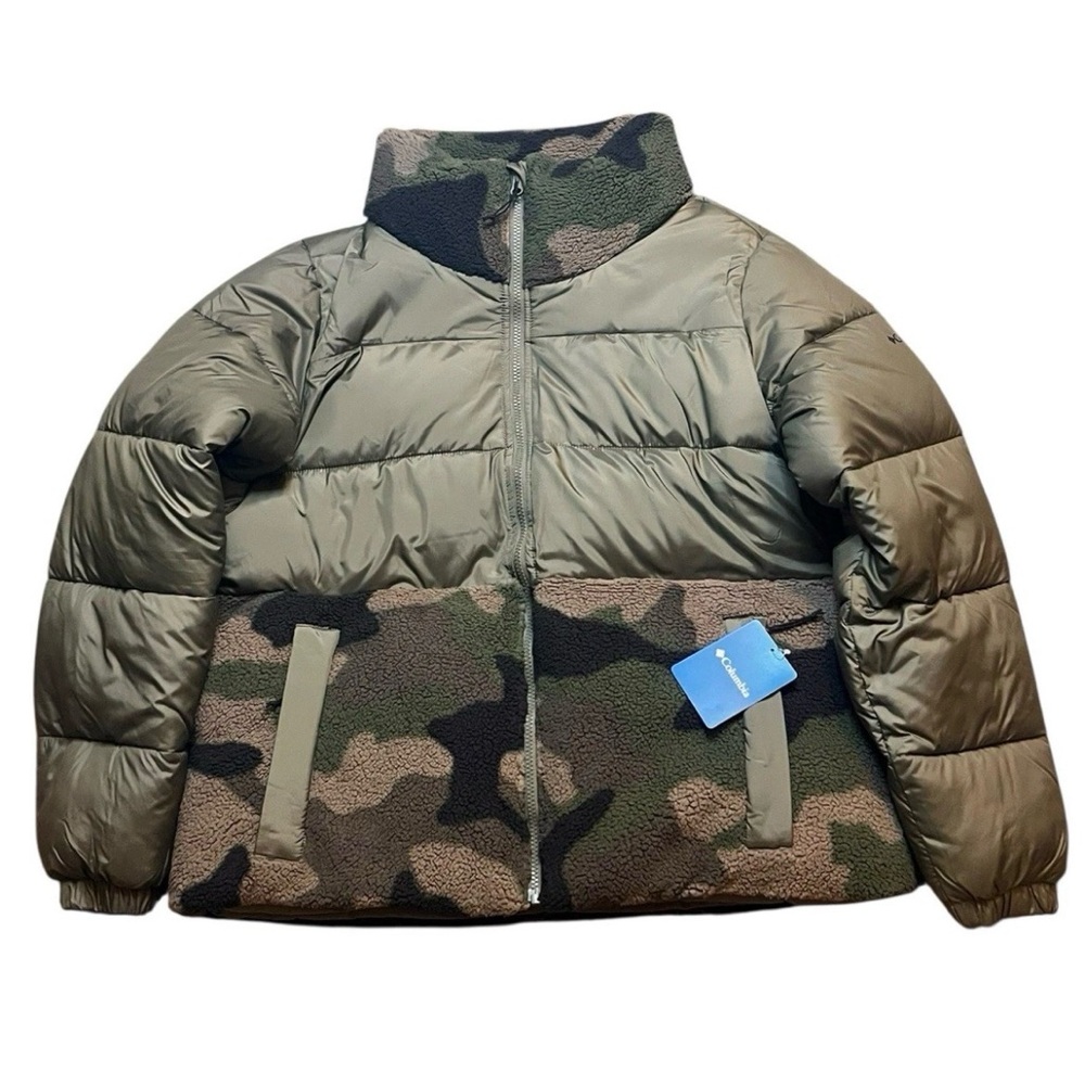 Columbia Women XXL Hugo Point Sherpa Hybrid Camo Green Jacket Coat NWT